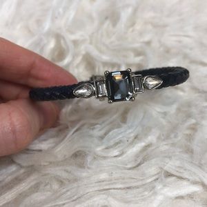 LOFT l Navy Leather & Rhinestone Bracelet